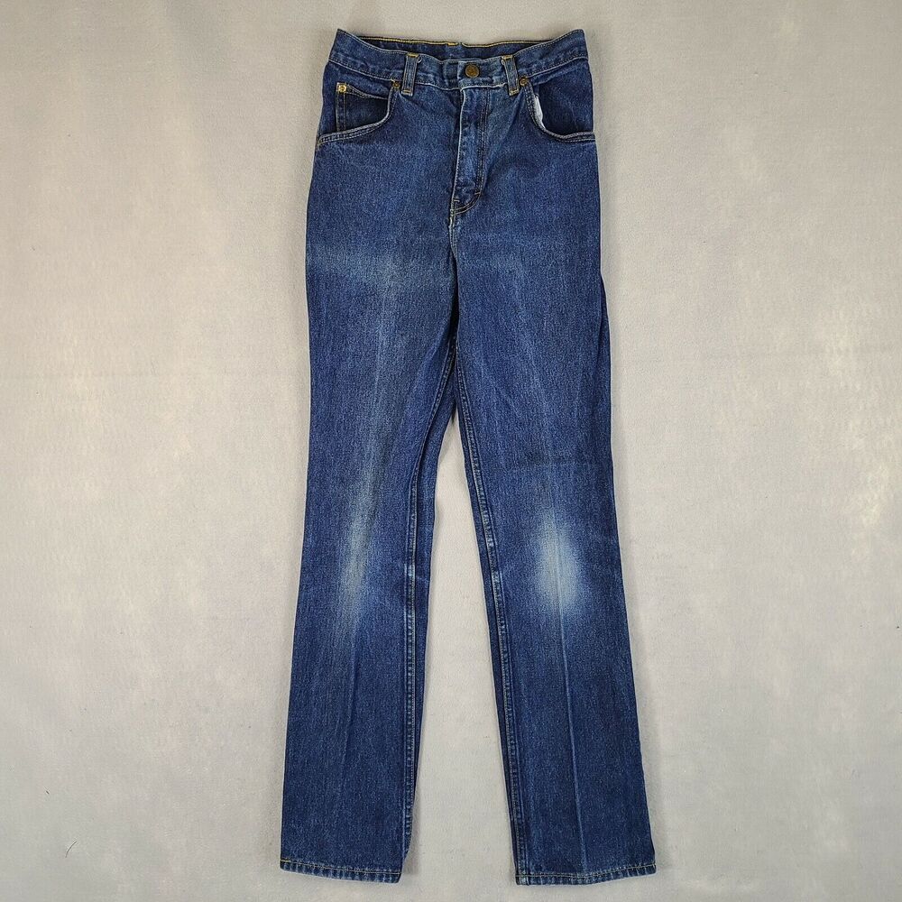 JET SET Women's Denim Jean's Long Size 14 (24x30) Snap‎ Button Waist Blue